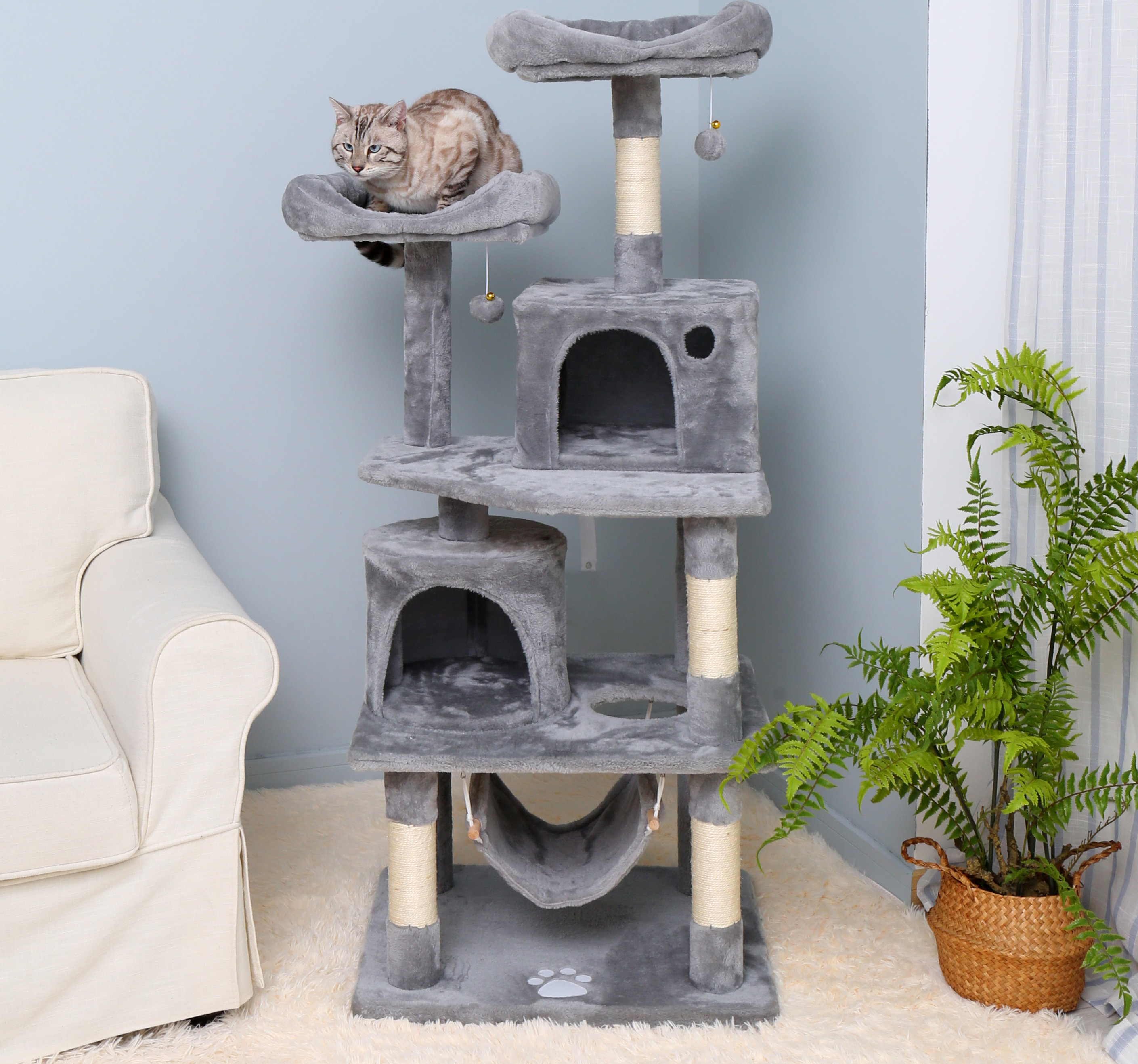 Tucker Murphy Pet 57 Multi Level Cat Tree With Cozy Perches Stable Cat Tower Cat Condo Pet Play House Wayfair