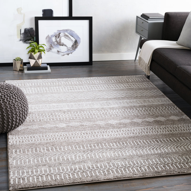Bungalow Rose Brandi Power Loom Dark Brown Gray Rug Wayfair