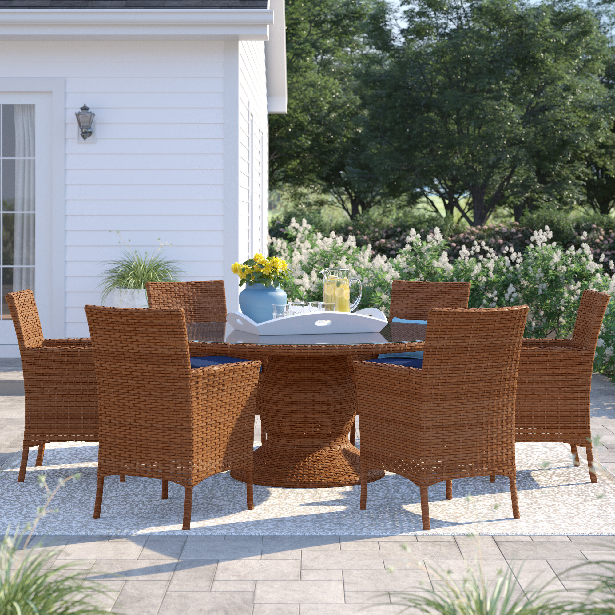 Sol 72 Outdoor Waterbury Patio 7 Piece Dining Set With Cushions