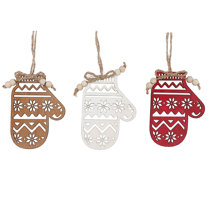 NWT Christmas Ornament MOM Mitten Red Green Silver Glitter 2.75" x 2.25" Holiday 