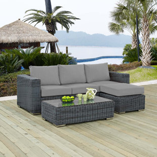 Go to store & view more images Alaia 3 Piece Rattan Sunbrella Sofa Seating Group with Cushions by Brayden Studio