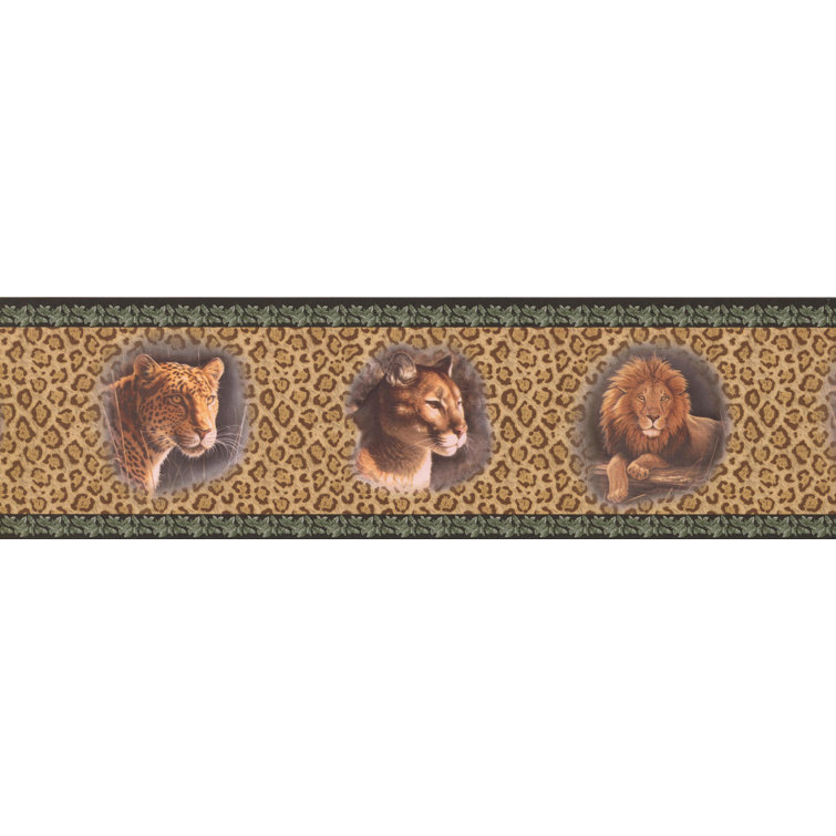 Bloomsbury Market Yorkshire Lion Jaguar Pictures On Leopard Print Wall Animal 15 L X 7 W Wildlife Wallpaper Border Wayfair