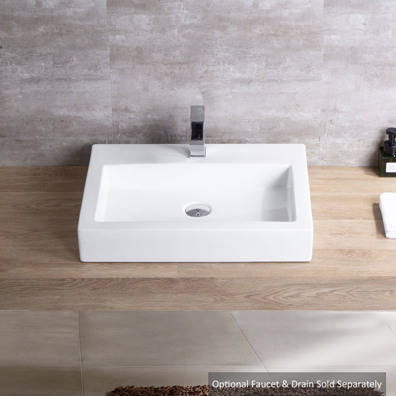 Luxier Vanity Art Basin Ceramic Rectangular Vessel Bathroom Sink Reviews Wayfair