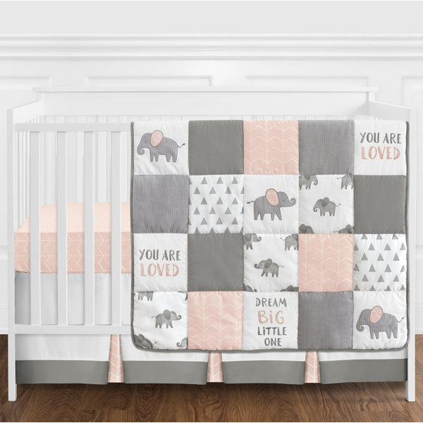 purple elephant crib bedding set