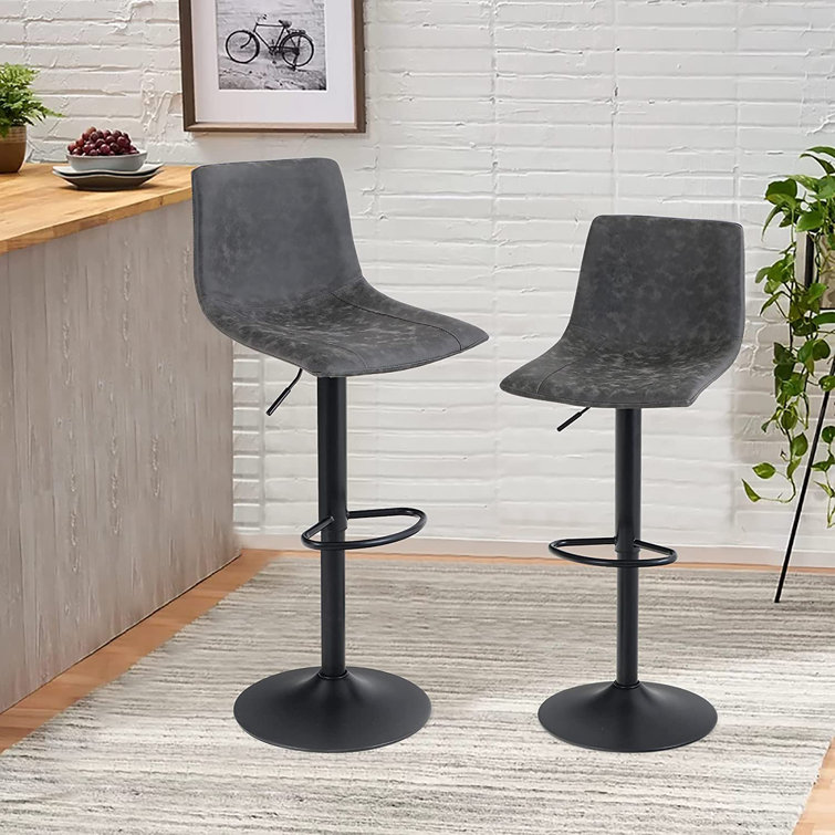 Swivel Bar Stools Counter Height,Adjustable Bar Chairs With Footrest And  Back For Kitchen Island/Counter And Dining Room