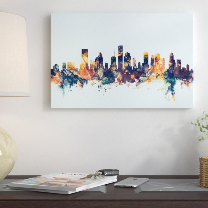 East Urban Home Skyline Series Houston Texas Usa On Blue Painting Print On Wrapped Canvas Wayfair,Home Decorating Ideas For Kitchen