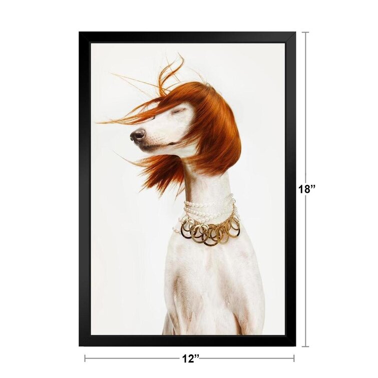 Trinx Fashion Dog Portrait Photo Diva Dog Posters For Wall Funny Dog Wall Dog Wall Decor Dog Posters For Kids Bedroom Animal Poster Cute Animal Posters Black Wood Framed Art