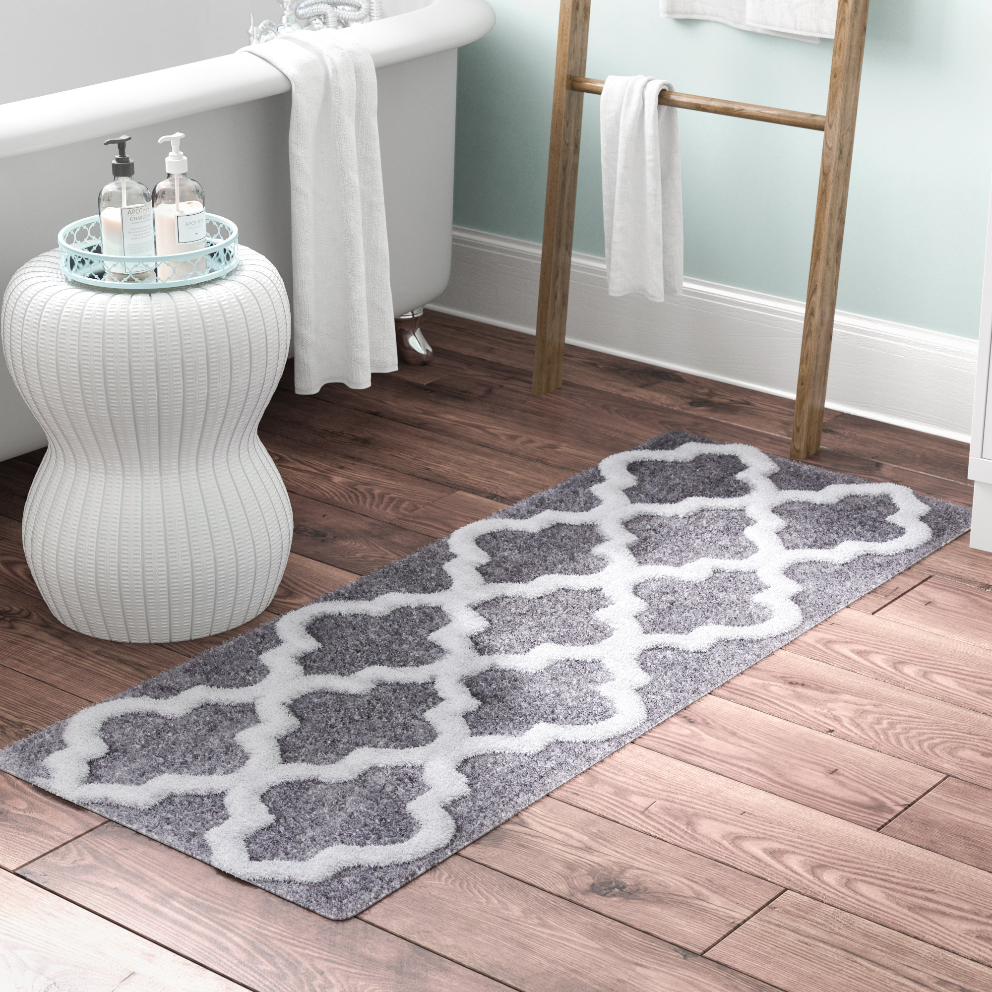 The Twillery Co Godmanchester Trellis Multiple 100 Cotton Non Slip Geometric Bath Rug Reviews