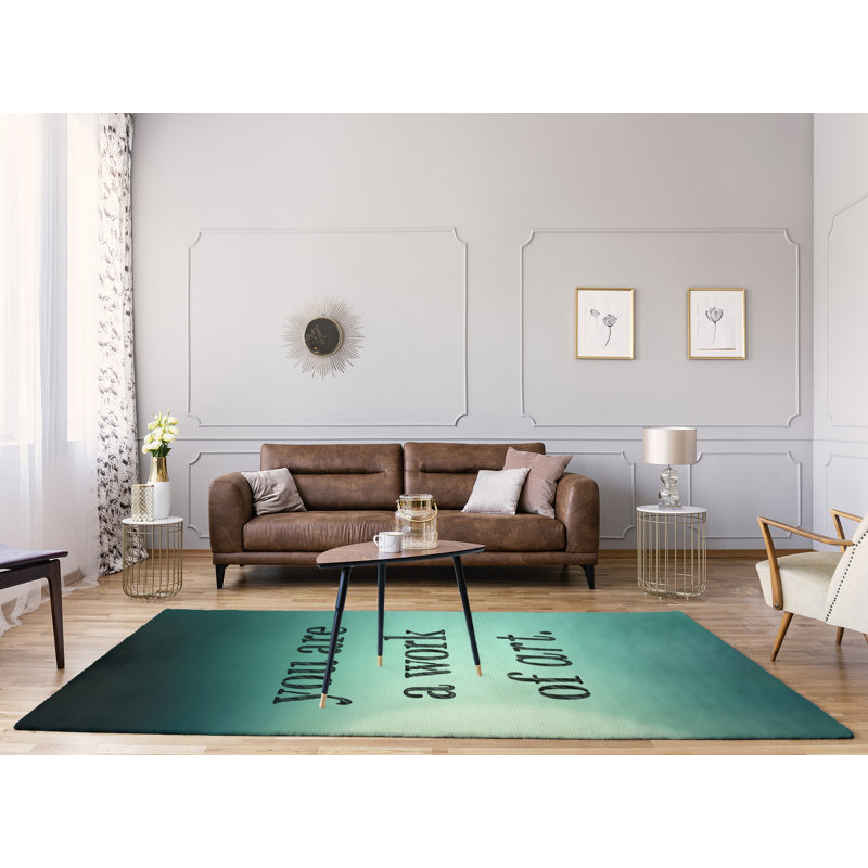 East Urban Home Multicolor Background Work Of Art Quote Poly Chenille Rug Wayfair