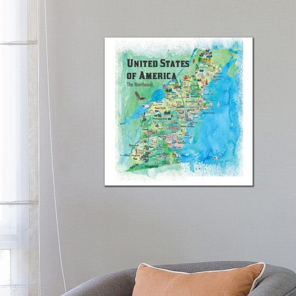 ClassicLiving The Northeast Travel Map, USA by - Wrapped Canvas Graphic 
