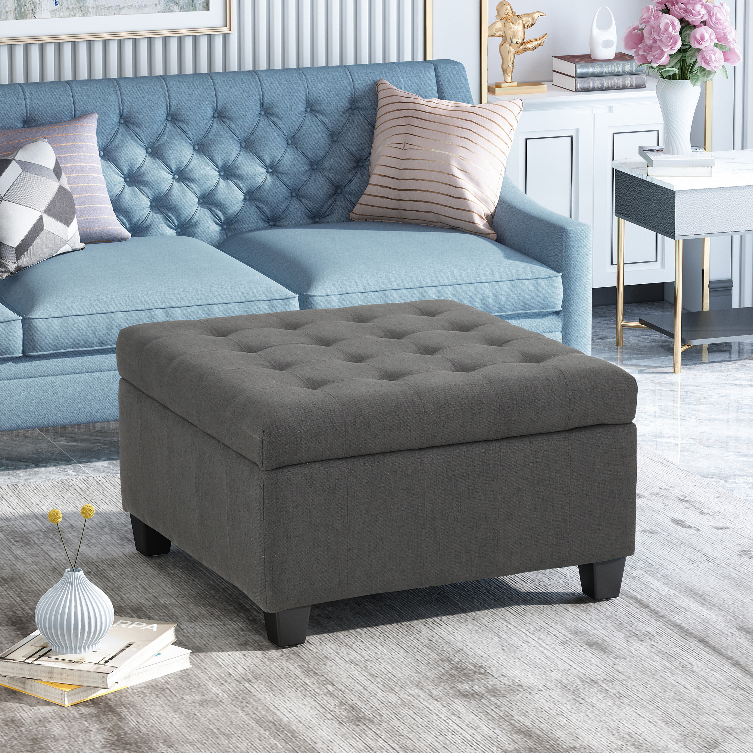 Winston Porter Anikait Upholstered Storage Ottoman & Reviews | Wayfair