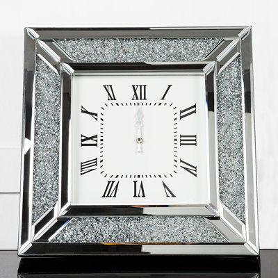 Jeni Mirrored Wall Clock with Diamond
