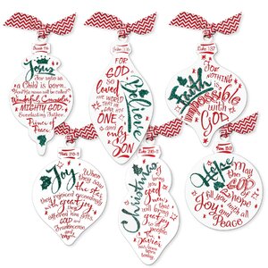 6 Piece Red & White Ornaments Set