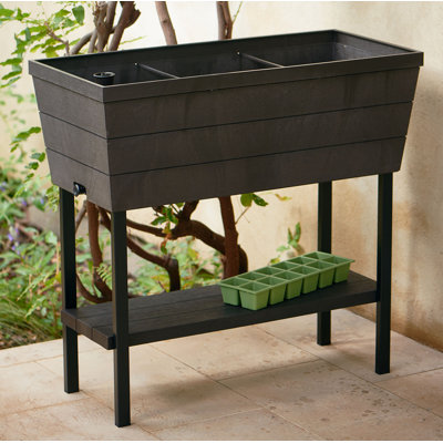 Keter Urban Bloomer Raised Garden Bed with Self-Watering and Drainage System Elevated Raised Planter for Backyard Patio Balcony