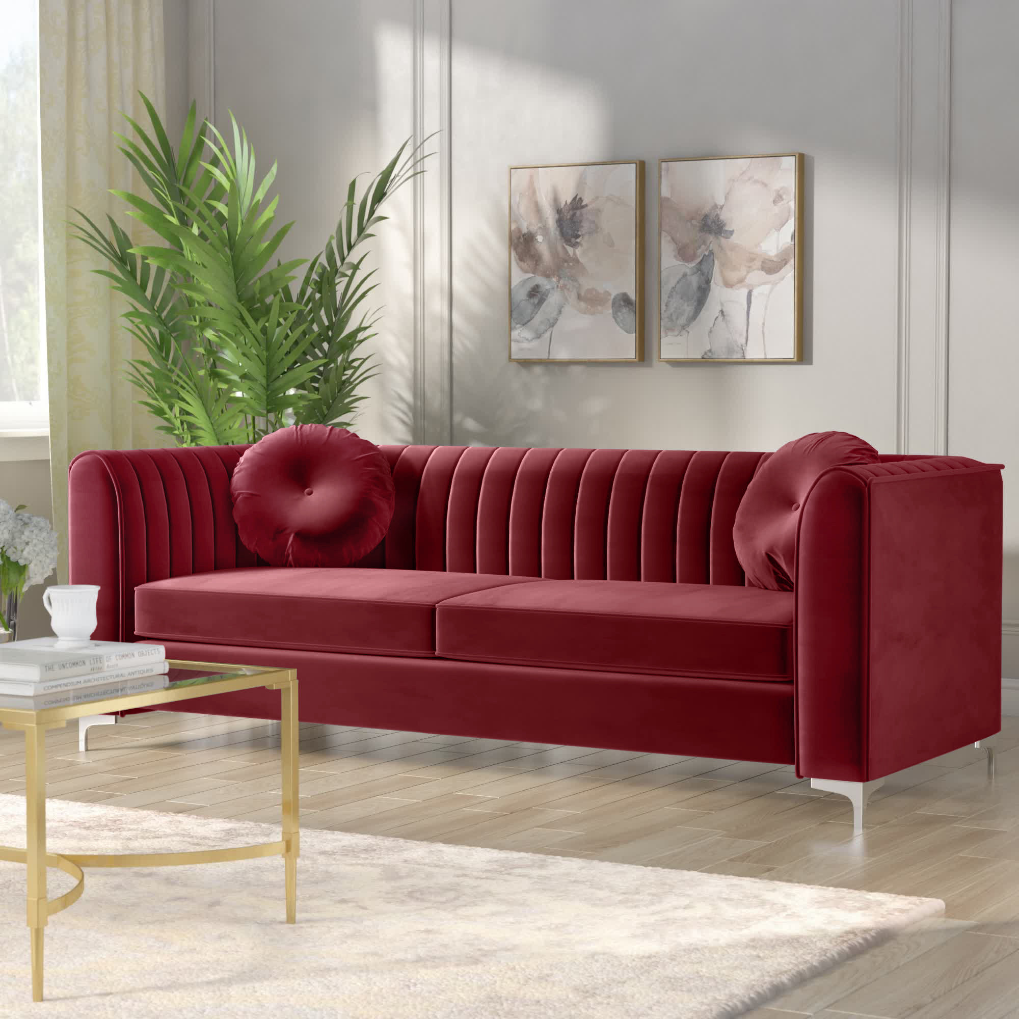 Herbert 86.5” Velvet Tuxedo Arm Sofa