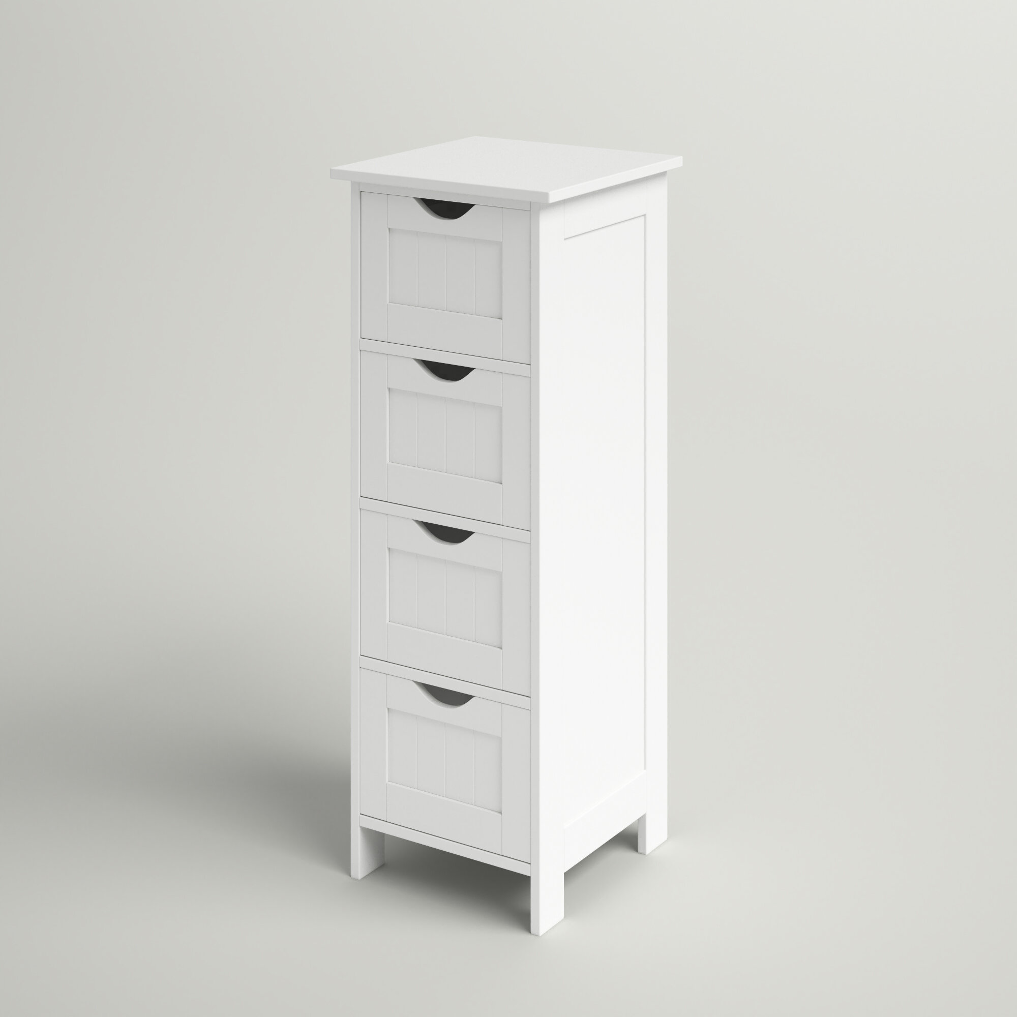 Floor Standing Cabinet White Wood Colour Chrome Handles Attractive Good Quality 