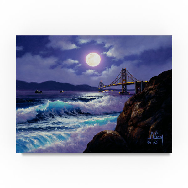 Trademark Art Night Coast 2 Oil Painting Print On Wrapped Canvas