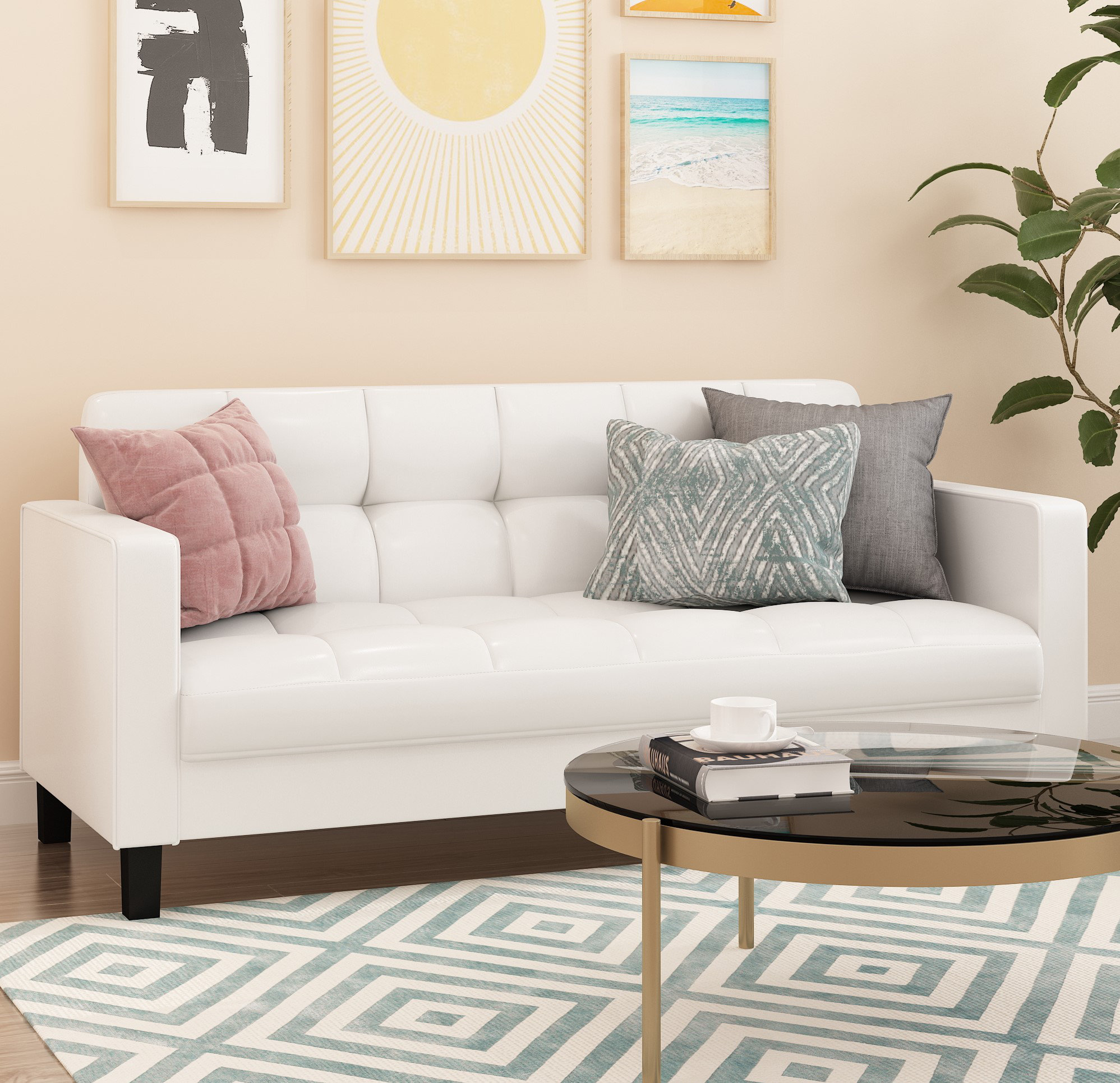 Ebern Designs Tuskegee 74.5'' Vegan Leather Sofa & Reviews Wayfair