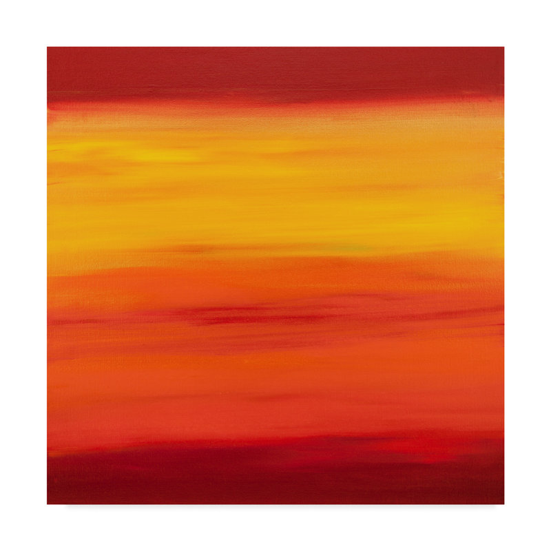 Trademark Art Sunset Stripes Red Yellow Acrylic Painting Print