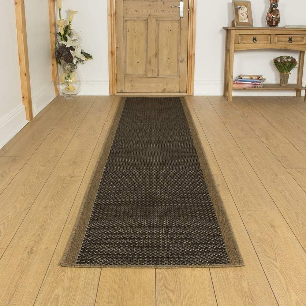 Baptist Flatweave Brown/Black Hallway Runner Rug