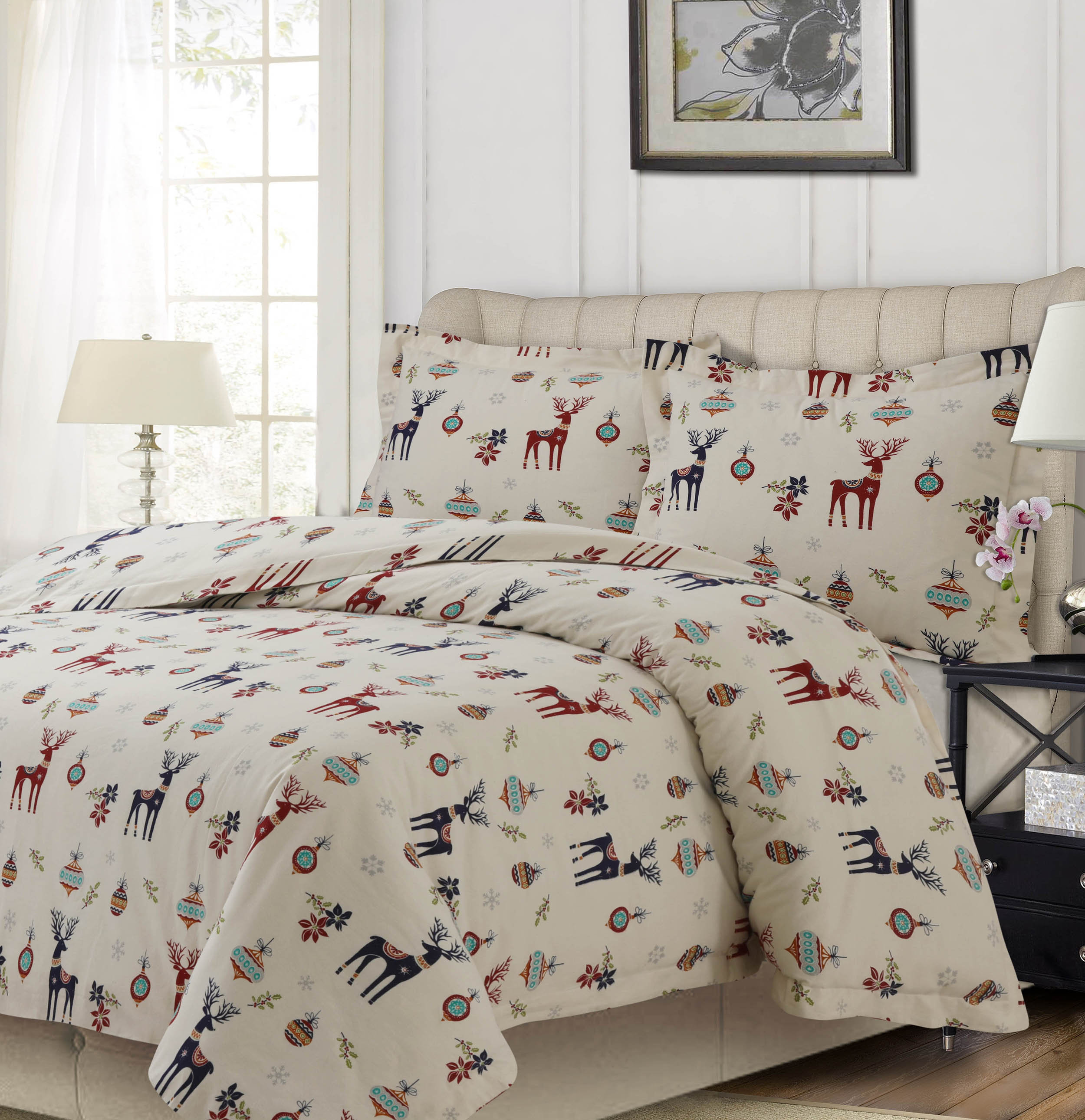 Christmas Bedding Set Flannel Laura Stag Duvet Quilt Cover 100