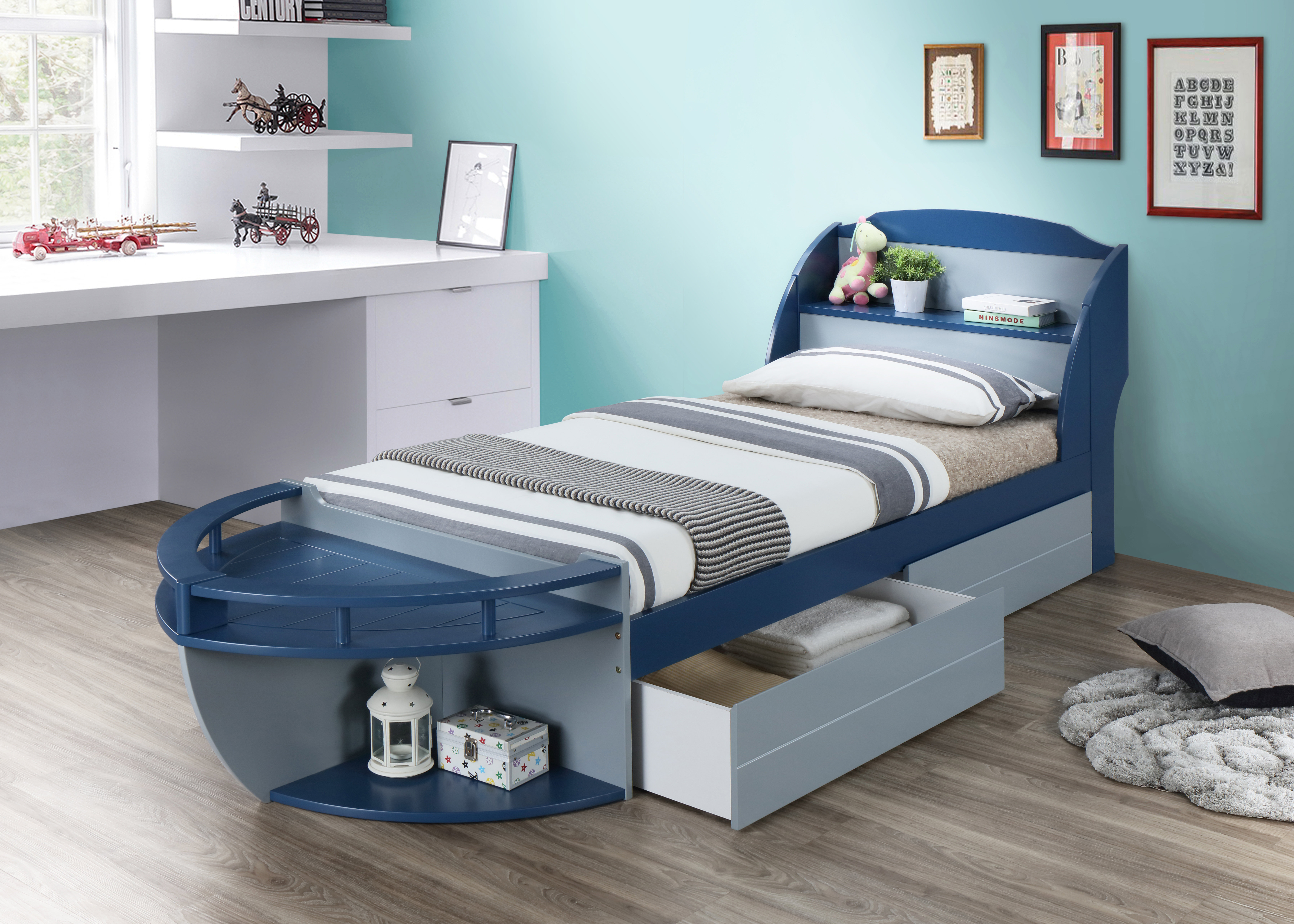 Zoomie Kids Kincade Twin Platform Bed With Drawers And Shelves