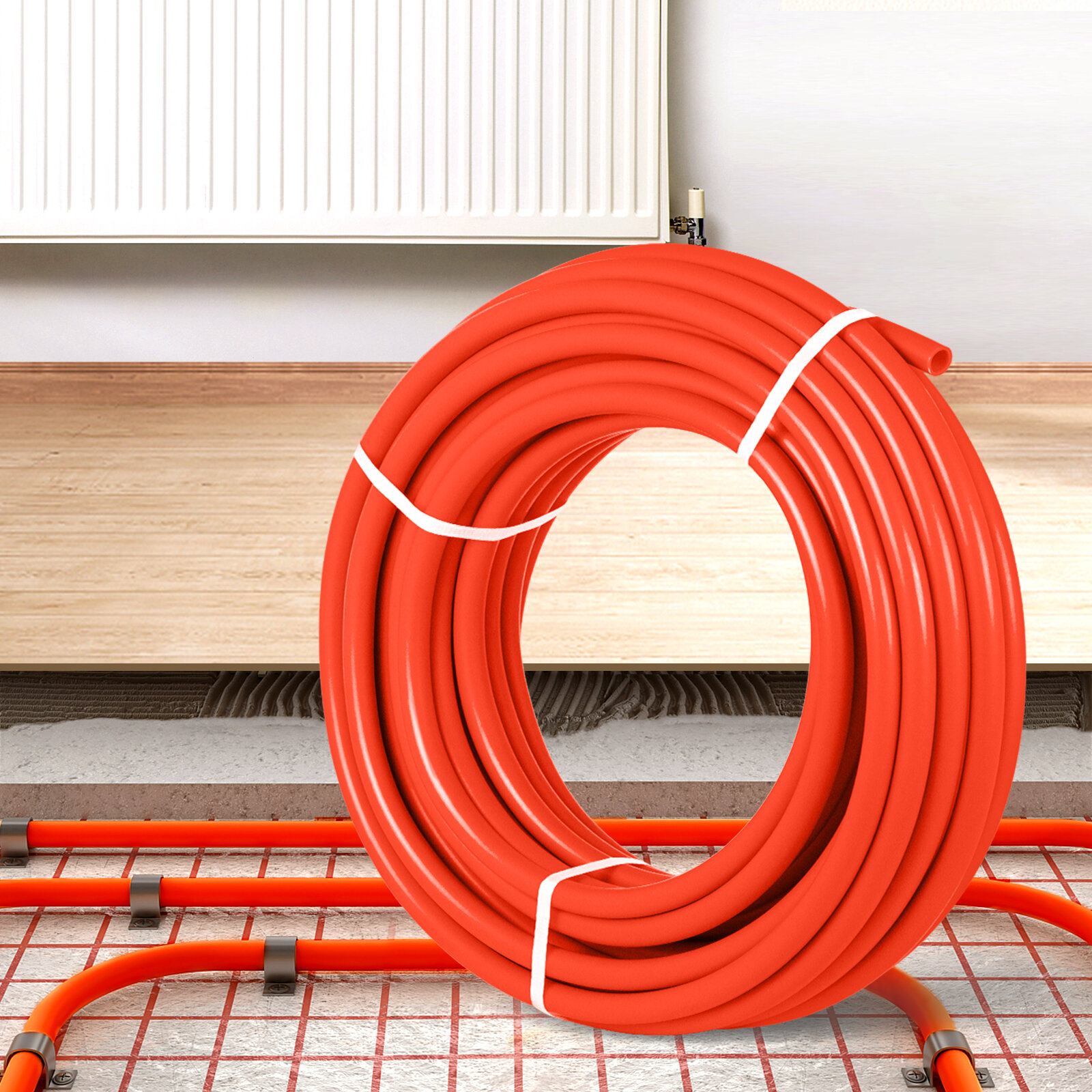 1/2" x 100' RED NON-BARRIER PEX PIPE FOR HOT AND COLD PLUMBING 
