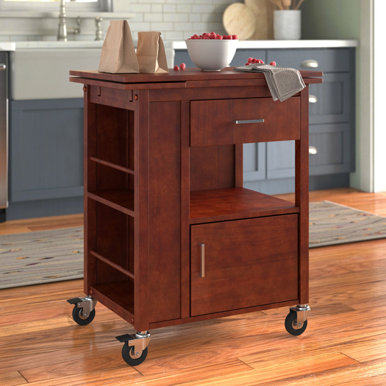 Ameer 27.56'' Wide Rolling Kitchen Cart with Solid Wood Top