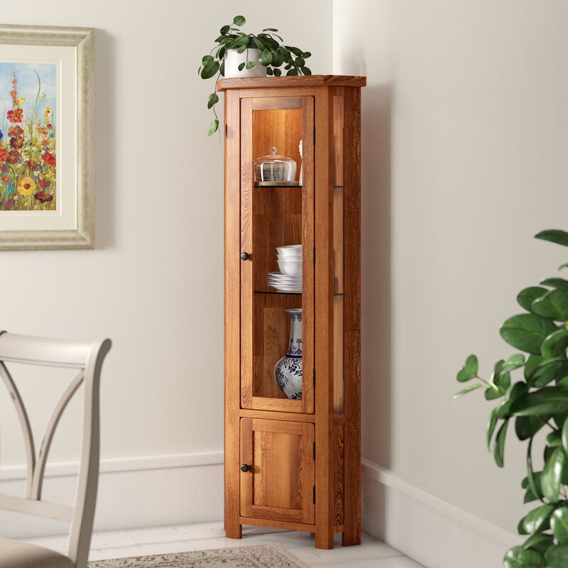 Gracie Oaks Rayleigh Solid Oak Corner Display Cabinet Reviews