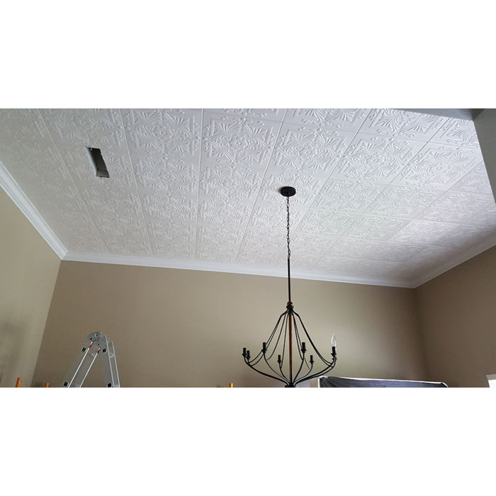 Victorian 1 6 Ft X 1 6 Ft Foam Glue Up Ceiling Tile In Plain White