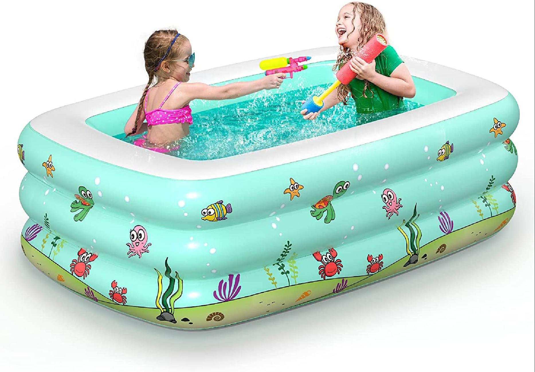 Treasurecabinet Piscine Gonflable Pour Bebe Piscine Gonflable Portative Pour Enfant Pataugeoire Rectangulaire Pour Enfant A L Interieur Et A L Exterieur Petite Piscine Pour Enfants Enfants Pour La Piscine Le Jardin La Cour
