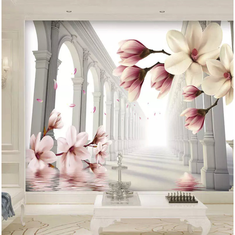 House Of Hampton Roseboro 3d Magnolia Flower Abstract Column Wall Mural Wayfair