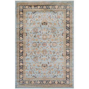 Connors Farahan Amulet Light Blue/Black Area Rug