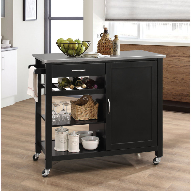 Ebern Designs Epple Modern Creative Contemporary Unique Design 42 L X 18 W X 34 H Wooden Utility Cabinet Drawer Shelves Storage Display Towel Rack Wine Rack Shelf Kitchen Cart With Lock