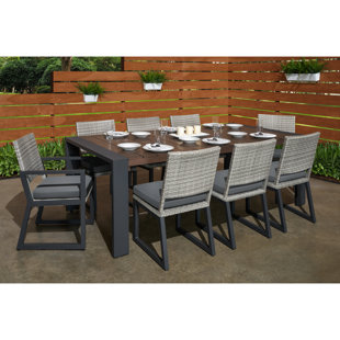 Go to store & view more images Minor 9 Piece Sunbrella Dining Set with Cushions by Wade Logan