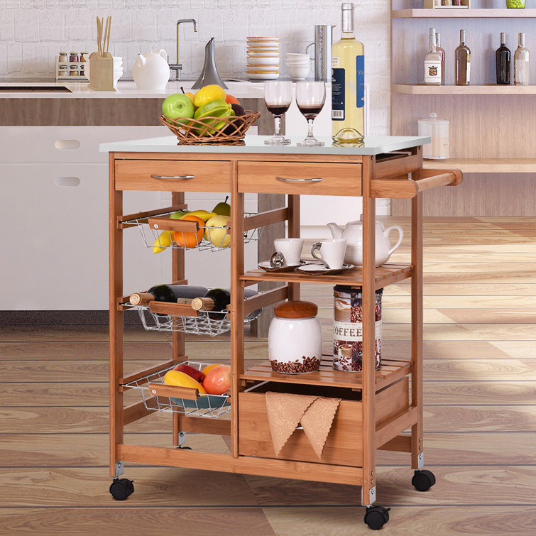 Ebern Designs Kandy 4 Tier Kitchen Cart With Stainless Steel Top Reviews Wayfair