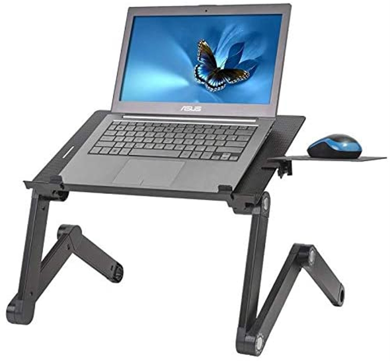 Adjustable Foldable Laptop Desk Table Stand Aluminum Alloy Bed Tray W/ Mouse Pad 