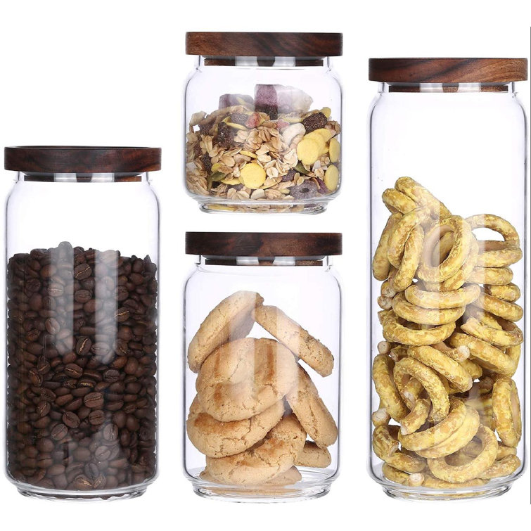 Glass Canisters With Airtight Wooden Lids,Glass Storage Jars With Sealed  Lids For ,Coffee Beans,Ground Coffee,Loose Tea,Food Jars & Canisters With  ...