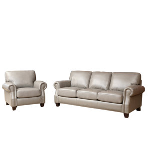Darby Home Co Cairnbrook 2 Piece Leather Living Room Set Darby Home Co Cairnbrook 2 Piece Leather Living Room Set