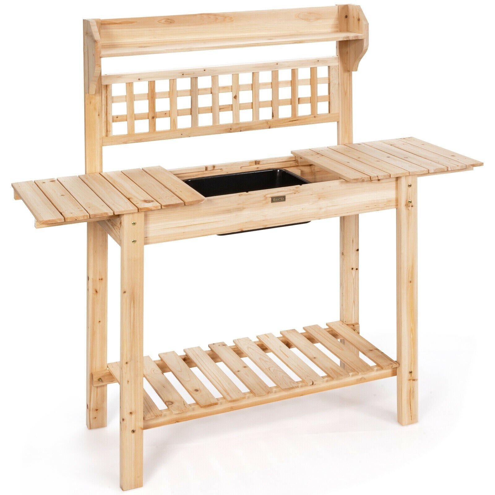 suncast cedar finish potting table