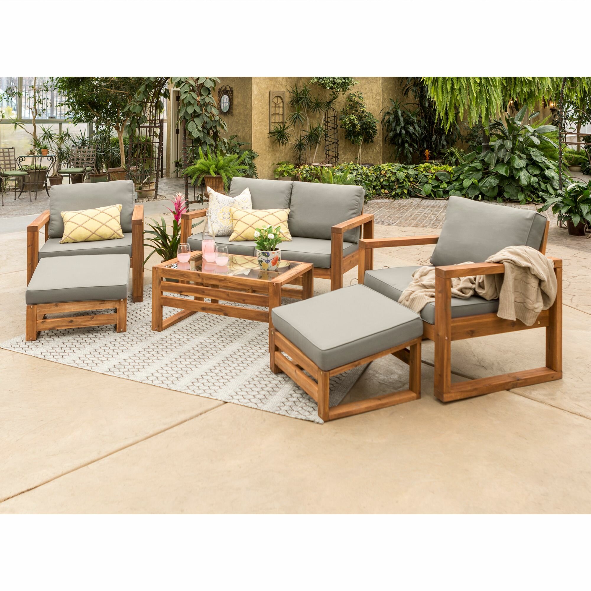 norris patio chair with cushion and ottoman