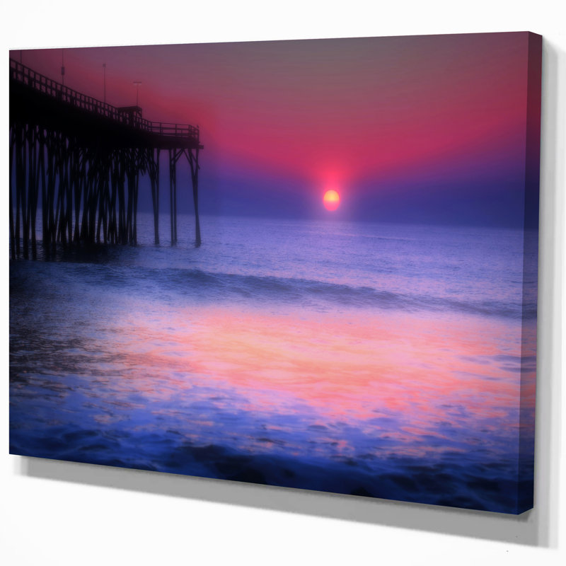 East Urban Home Pier Sunrise With Purple Sunset Wrapped Canvas Photograph Print Wayfair