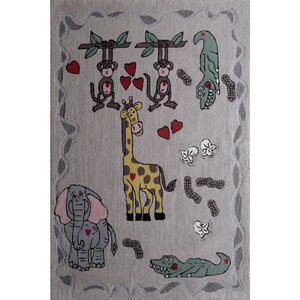 Zoomania Happy Life Grey Children's Area Rug