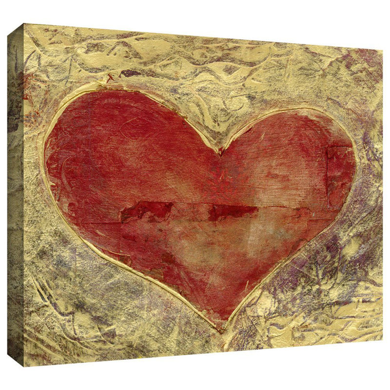 Ebern Designs Red Heart Of Gold Painting Print On Wrapped Canvas