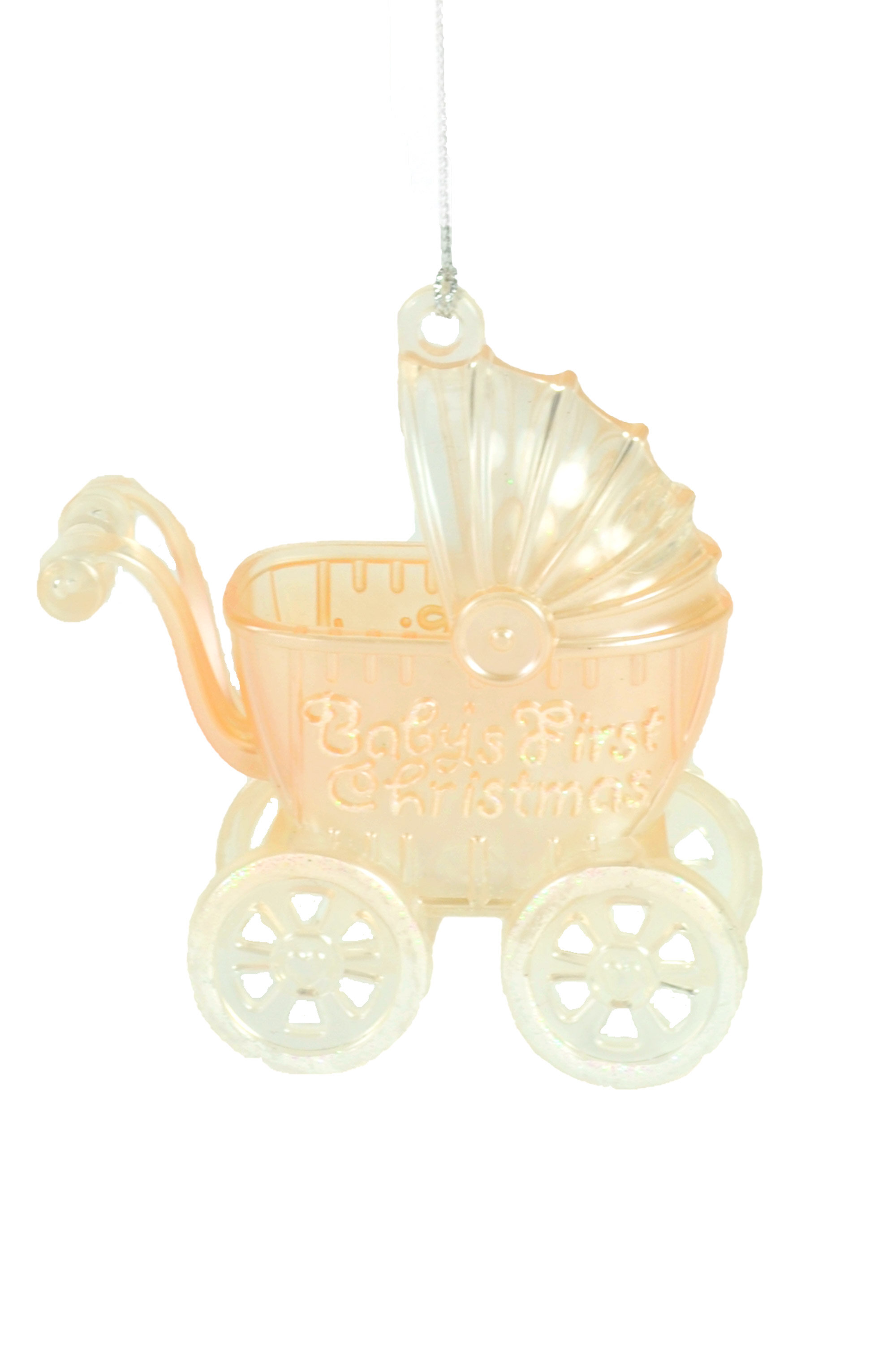 zzi Pink baby girl buggy floating charm BABY'S FIRST HEIRLOOM CHRISTMAS ORNAMENT