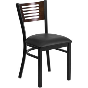 HERCULES SERIES BLACK DECORATIVE SLAT BACK METAL RESTAURANT CHAIR by Flash Furniture