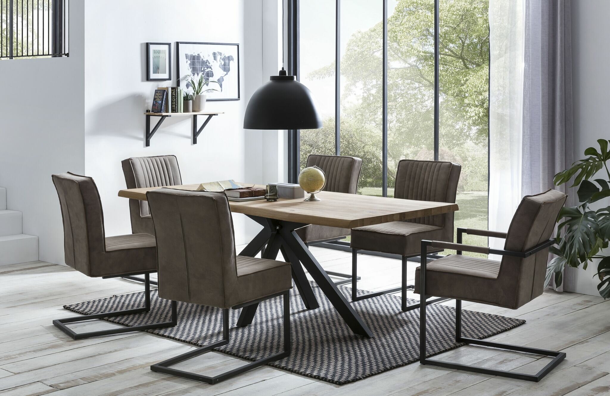 Ebern Designs Sunglow Solid Oak Trestle Dining Table | Wayfair.co.uk