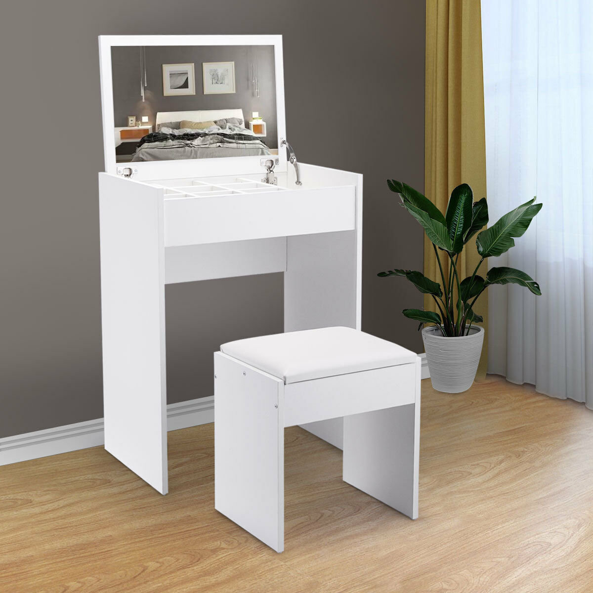 Latitude Run Senja Vanity Table Set With Stool And Mirror Wayfair