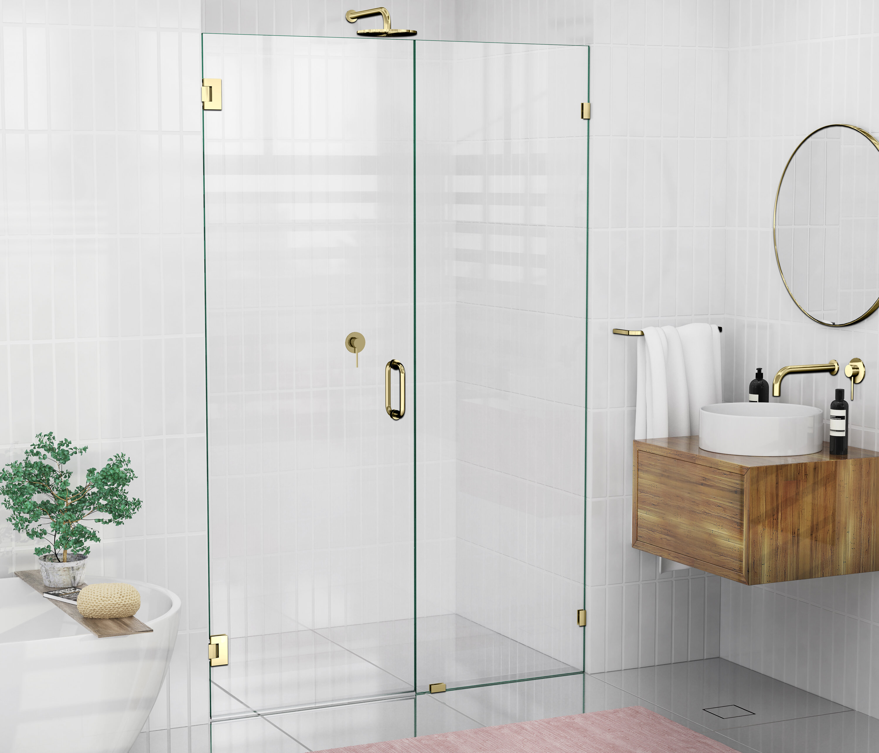 Glass Warehouse 49 X 78 Hinged Frameless Shower Door Reviews Wayfair