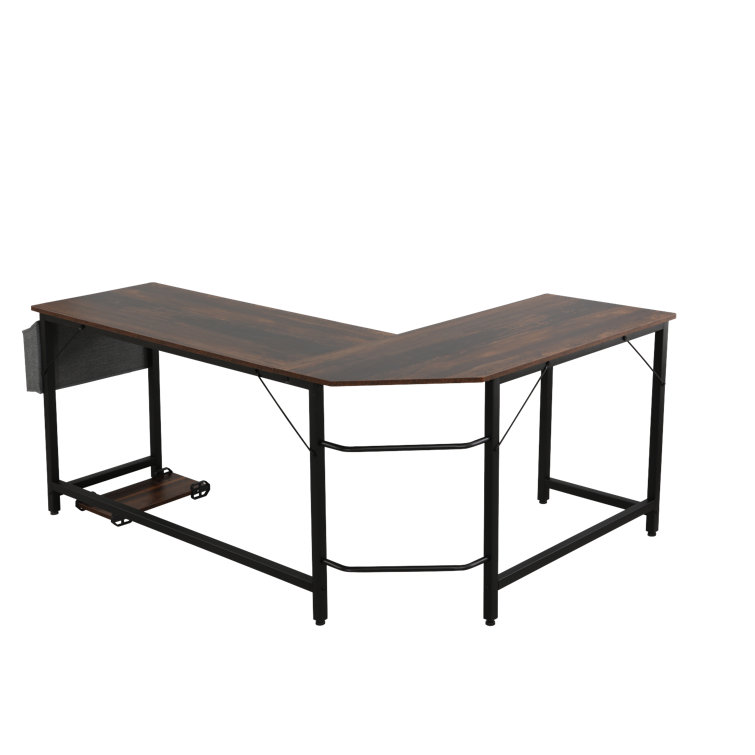 Inbox Zero Modern Design L Shaped Desk Corner Computer Desk Pc Laptop Computer Table Study Desk Home Office Wood Metal Pella Oak Wayfair